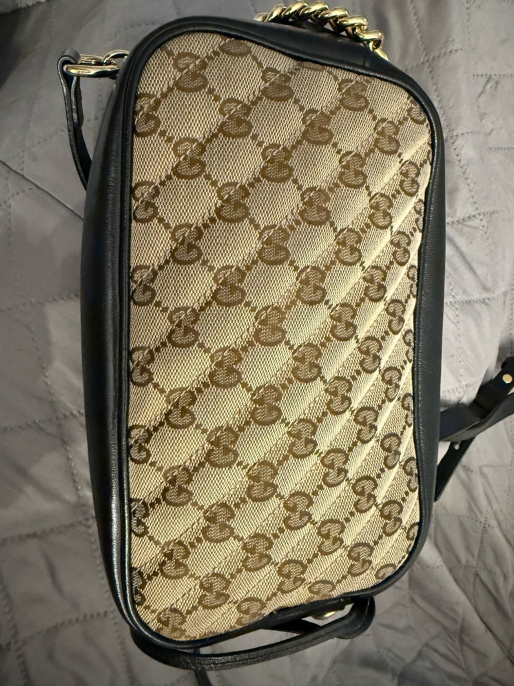 AUTHENTIC Gucci Monogram Matelasse Diagonal small GG Marmont chain shoulder bag - Picture 7 of 12